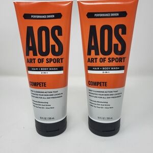 2 AOS Art of Sport Compete Men Hair + Body Wash 2-in-1 product 10 oz‎ Each